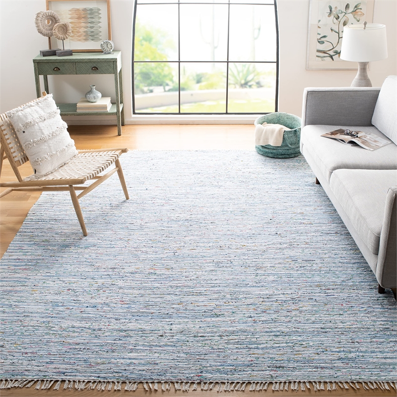 Safavieh Rag 9' X 12' Hand Woven Cotton Rug in Light Blue