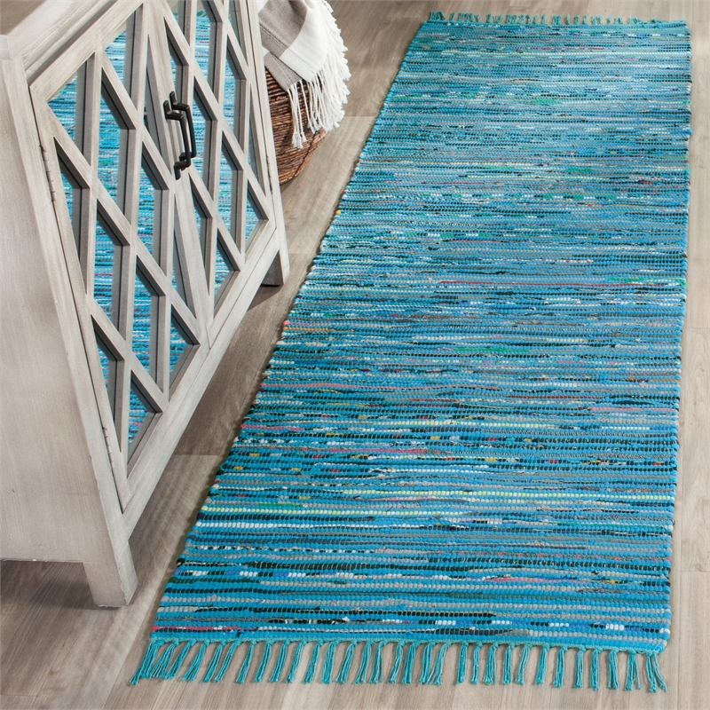 Safavieh Rag 2' X 3' Hand Woven Cotton Rug in Turquoise