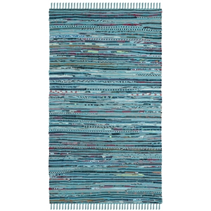 Safavieh Rag 2'6&quot X 4' Hand Woven Cotton Rug in Turquoise
