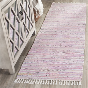 Safavieh Rag 2'3&quot X 10' Hand Woven Cotton Rug in Light Pink