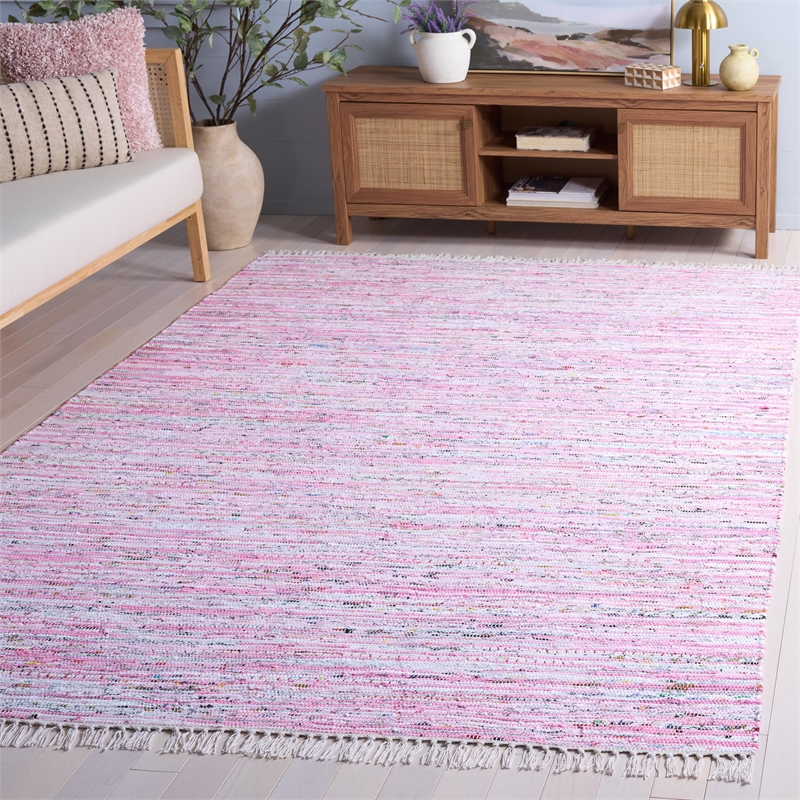 Safavieh Rag 6' X 9' Hand Woven Cotton Rug in Light Pink
