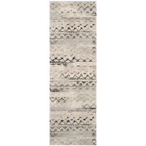 Safavieh Retro 2'3&quot X 11' Power Loomed Rug in Cream and Gray