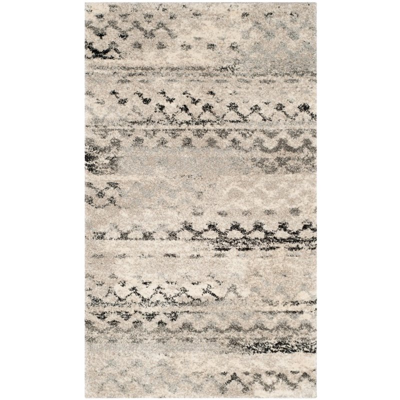Safavieh Retro 3' X 5' Power Loomed Rug in Cream and Gray