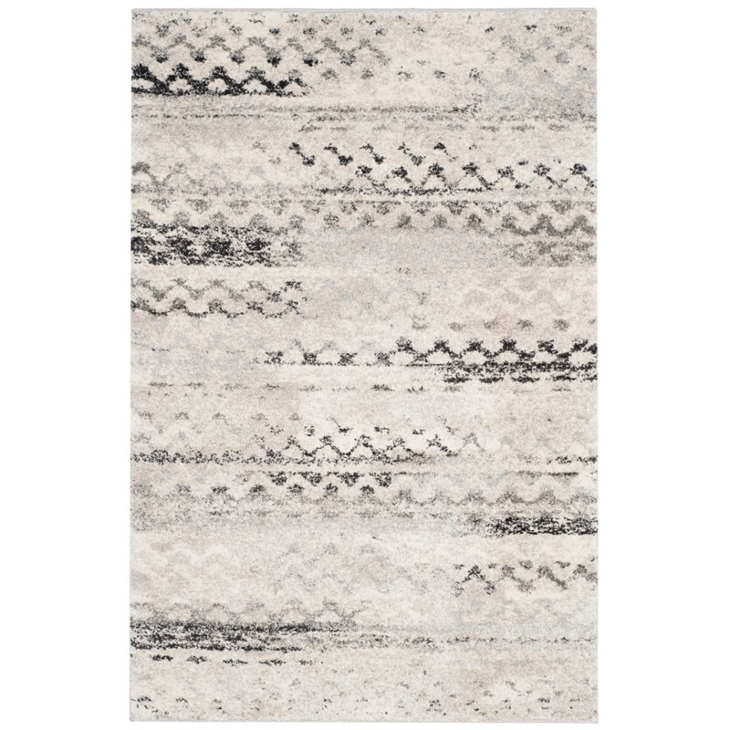 Safavieh Retro 4' X 6' Power Loomed Rug in Cream and Gray