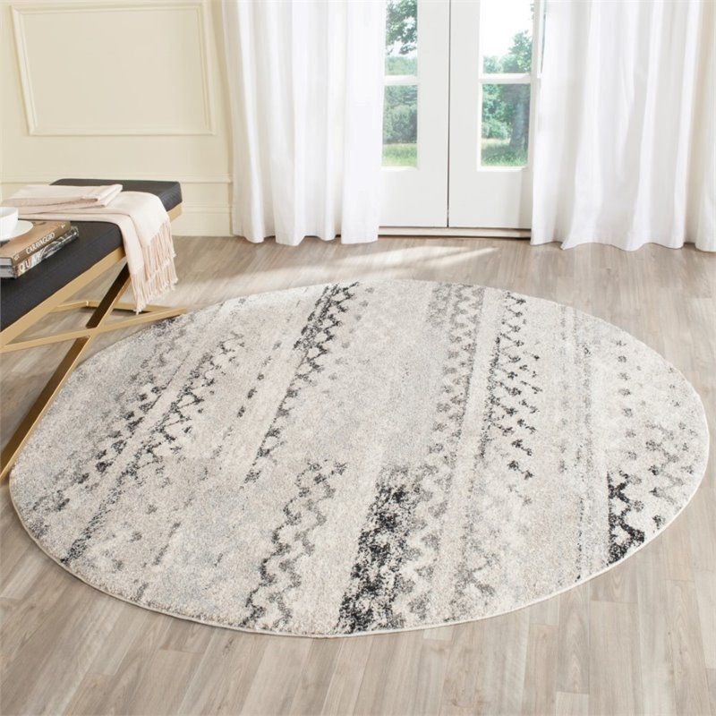 Safavieh Retro 5' X 8' Power Loomed Rug in Cream and Gray