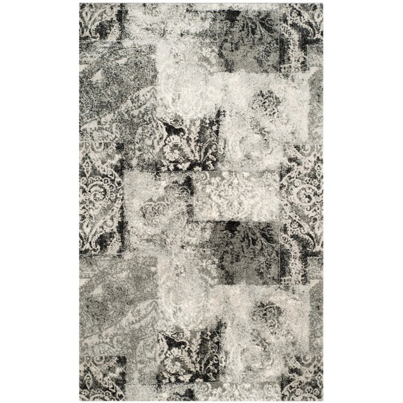 Safavieh Retro 4' X 6' Power Loomed Rug in Cream and Gray