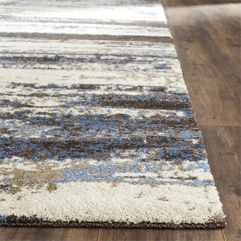 Safavieh Retro 3' X 5' Power Loomed Rug in Cream and Blue