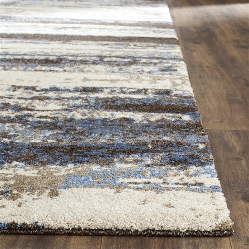 Safavieh Retro 3' X 5' Power Loomed Rug in Cream and Blue