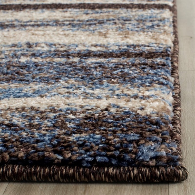 Safavieh Retro 8' Round Power Loomed Rug in Cream and Blue