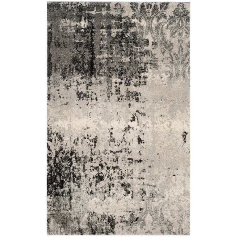 Safavieh Retro 3' X 5' Power Loomed Rug in Light Gray and Gray