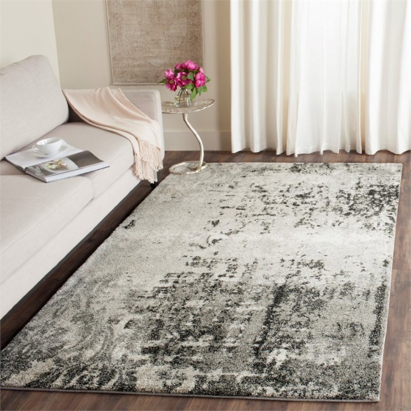 Safavieh Retro 4' X 6' Power Loomed Rug in Light Gray and Gray