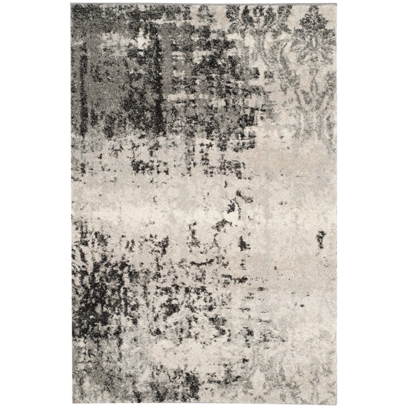Safavieh Retro 6' Round Power Loomed Rug in Light Gray and Gray