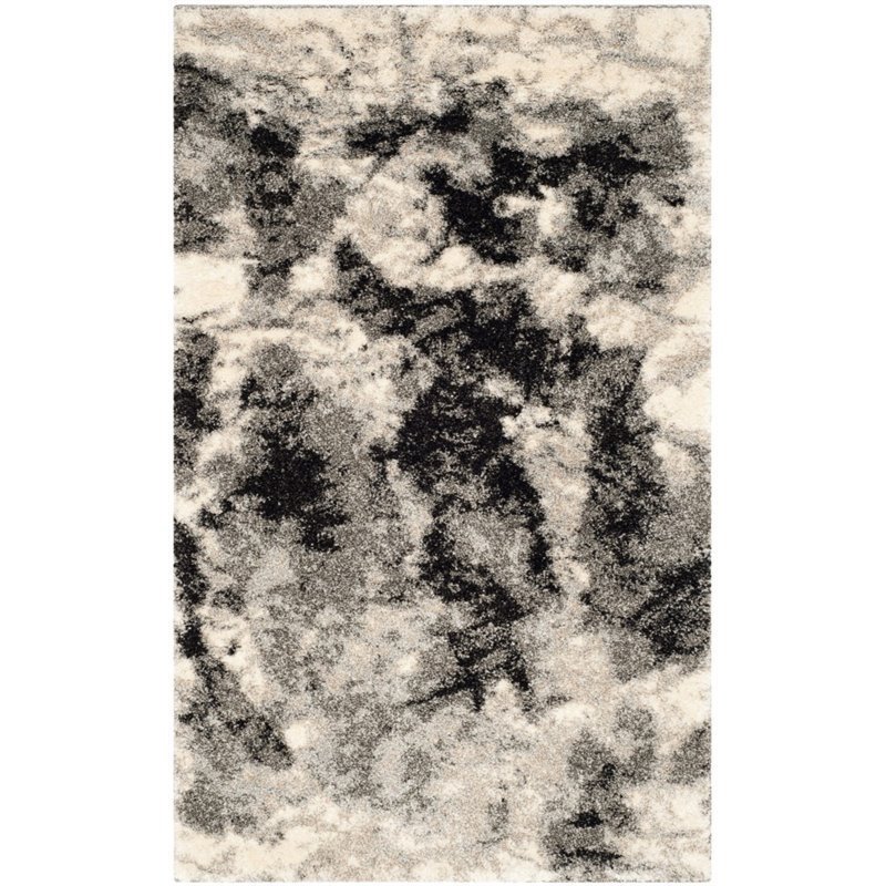 Safavieh Retro 3' X 5' Power Loomed Rug in Cream and Gray