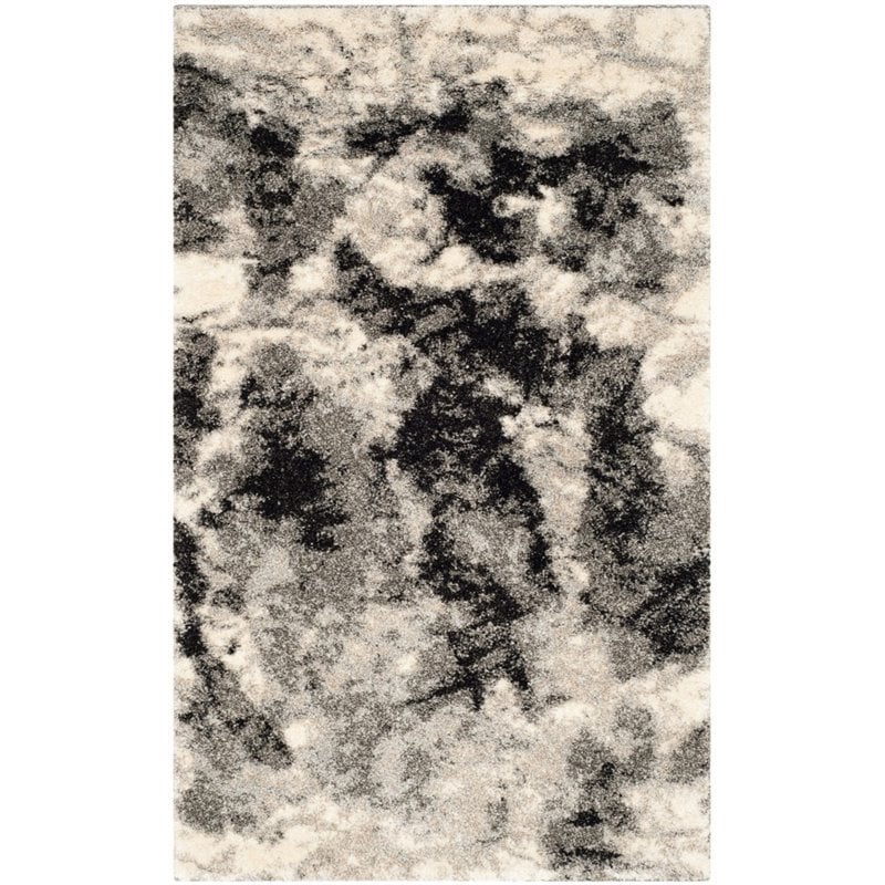 Safavieh Retro 4' X 6' Power Loomed Rug in Cream and Gray