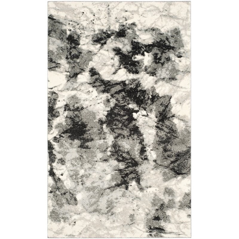 Safavieh Retro 5' X 8' Power Loomed Rug in Cream and Gray