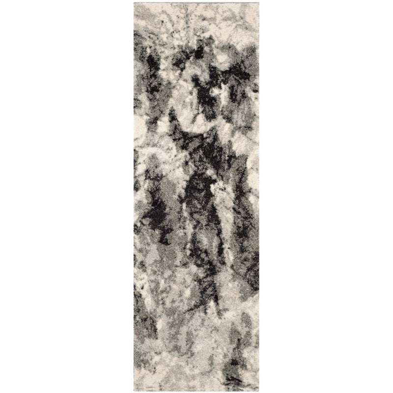 Safavieh Retro 6' Square Power Loomed Rug in Cream and Gray