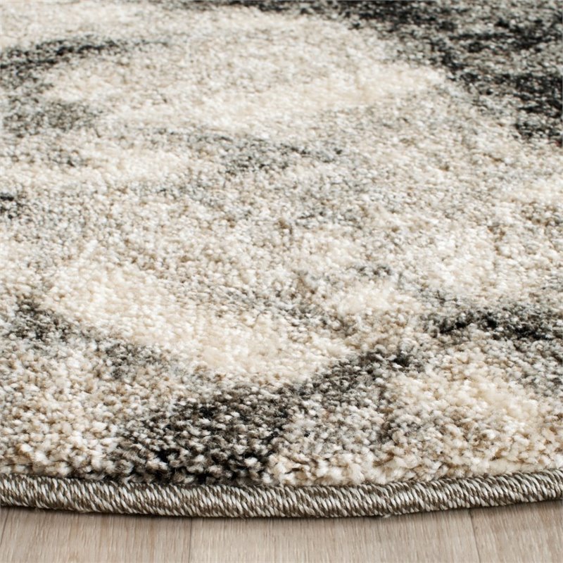 Safavieh Retro 6' Square Power Loomed Rug in Cream and Gray