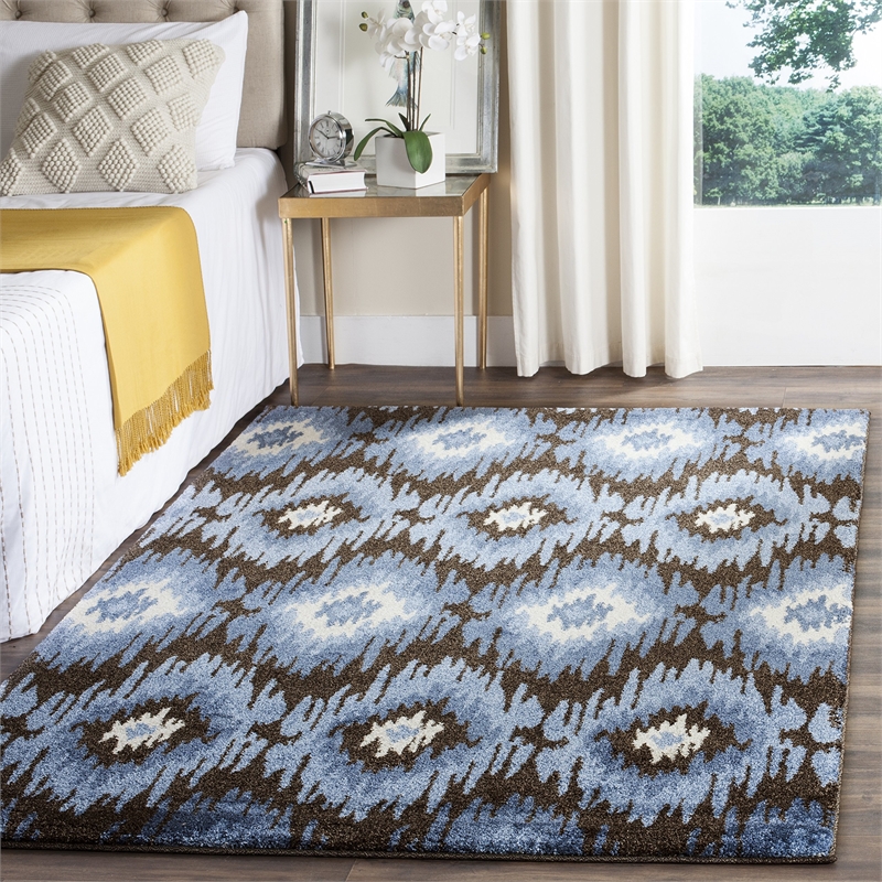 Safavieh Retro 3' X 5' Power Loomed Rug in Dark Brown and Blue