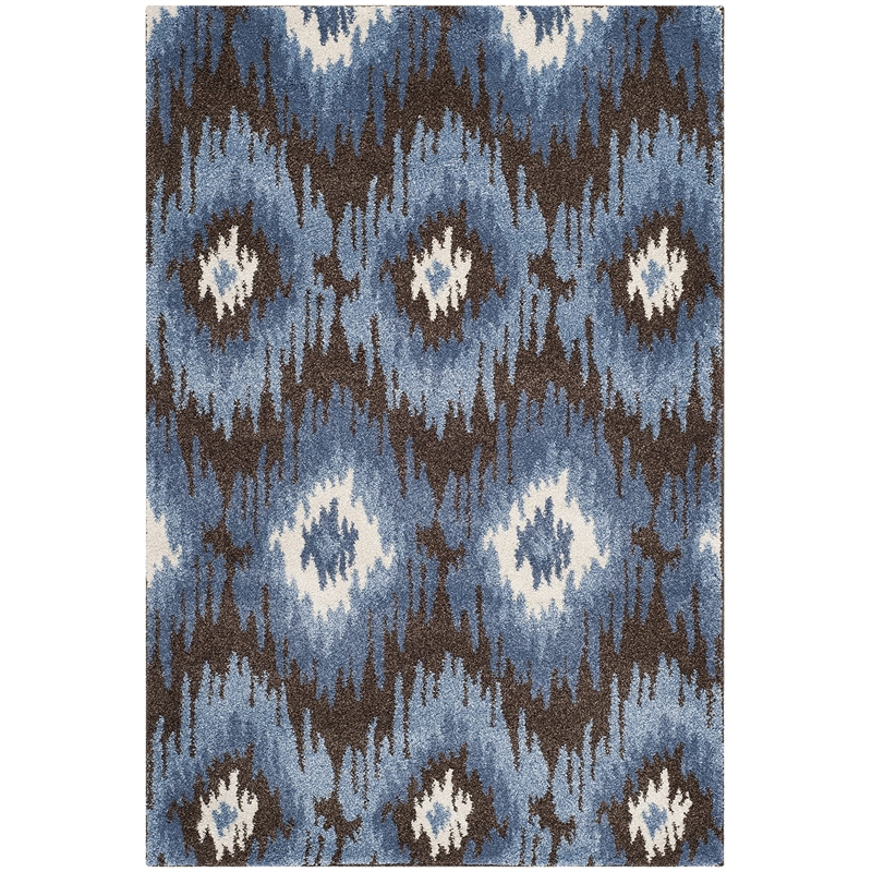 Safavieh Retro 3' X 5' Power Loomed Rug in Dark Brown and Blue