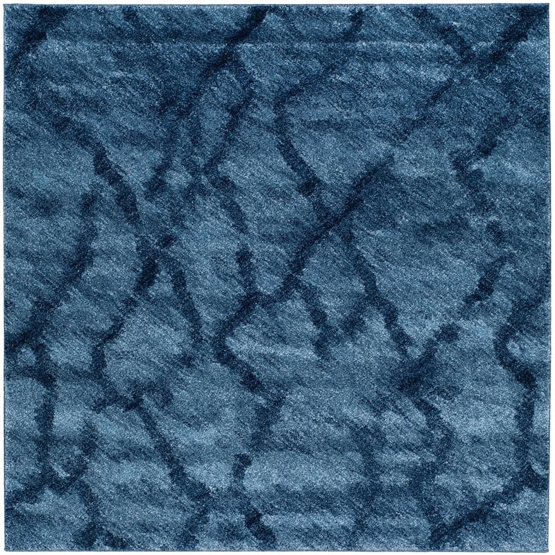 Safavieh Retro 6' Square Power Loomed Rug in Blue and Dark Blue