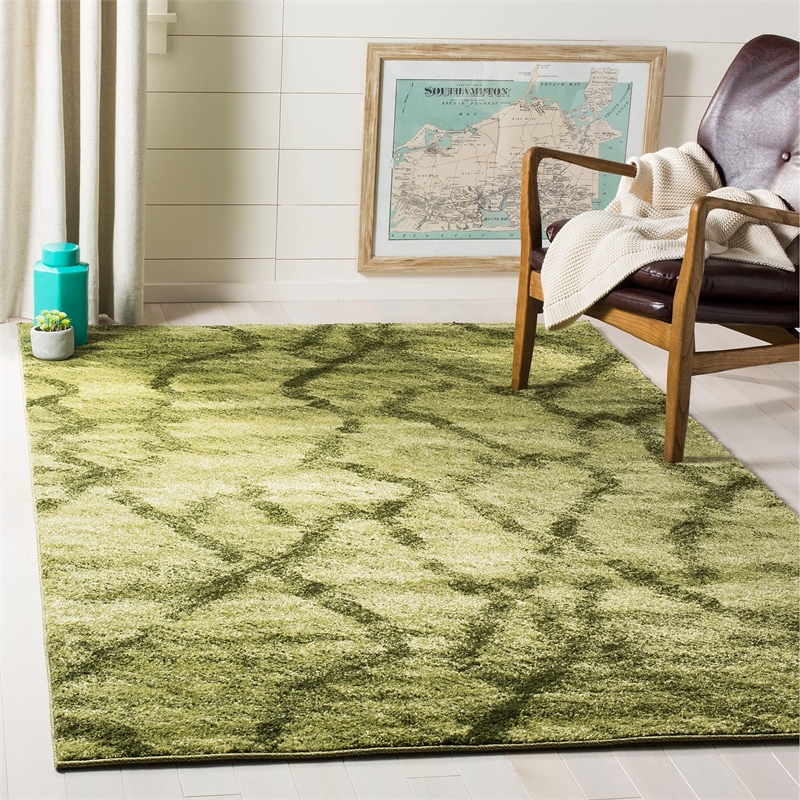Safavieh Retro 6' Square Power Loomed Rug in Blue and Dark Blue