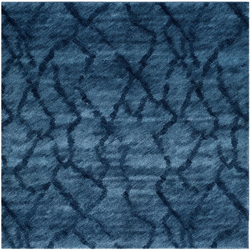 Safavieh Retro 8' Square Power Loomed Rug in Blue and Dark Blue