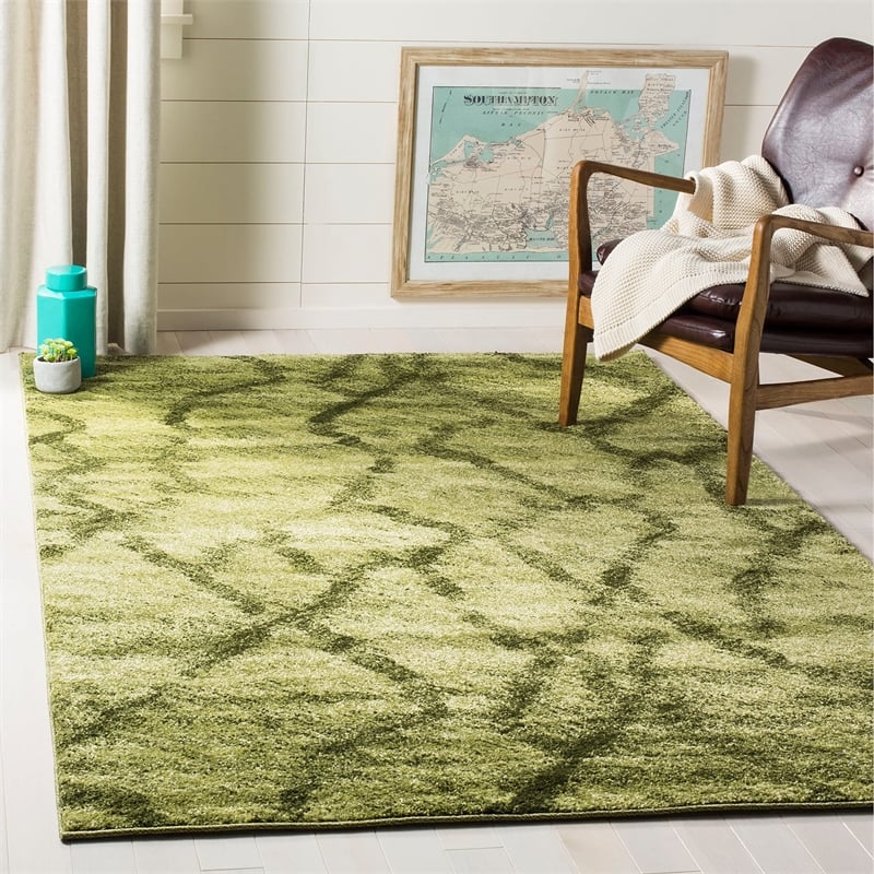 Safavieh Retro 8' Square Power Loomed Rug in Blue and Dark Blue