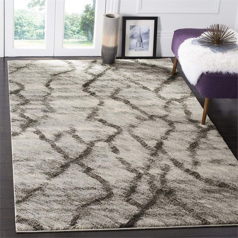 Safavieh Retro 6' X 9' Power Loomed Rug in Light Gray and Black