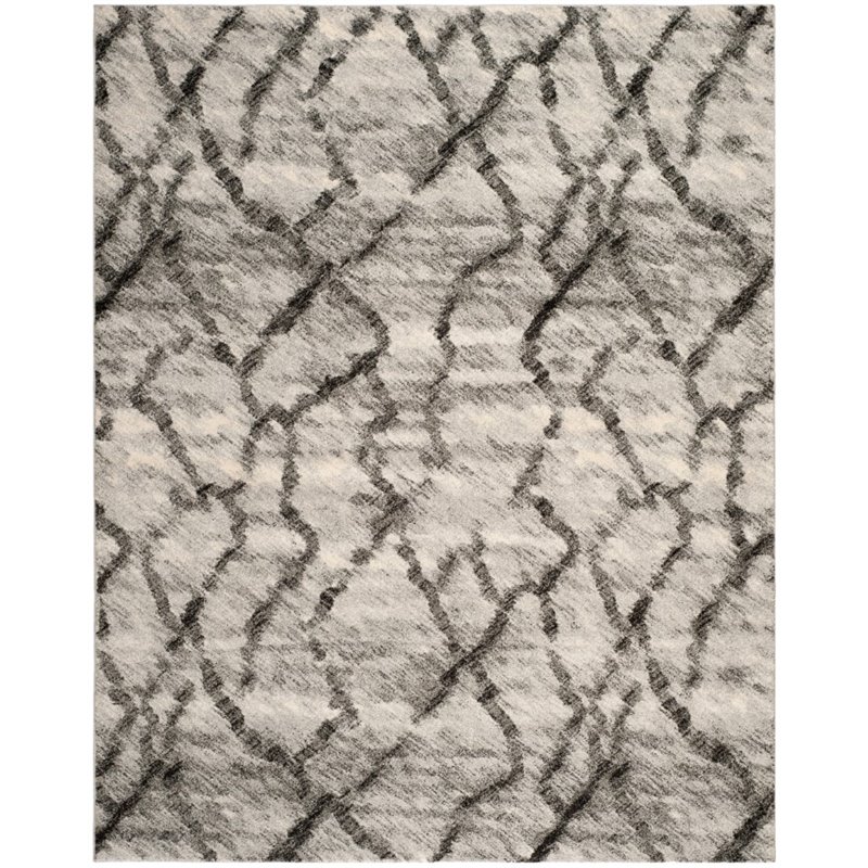 Safavieh Retro 6' Round Power Loomed Rug in Light Gray and Black