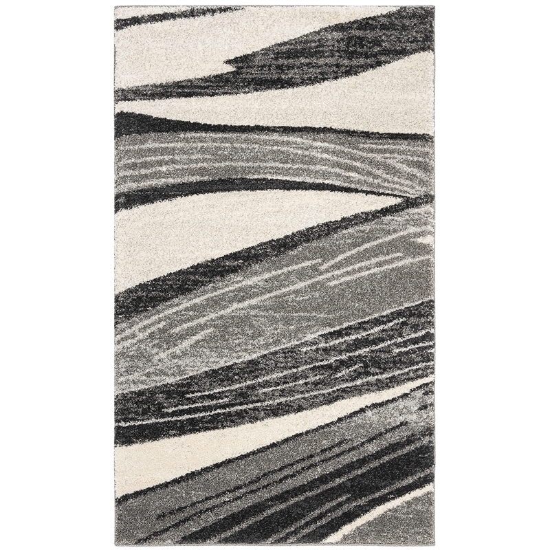 Safavieh Retro 3' X 5' Power Loomed Rug in Light Gray and Ivory
