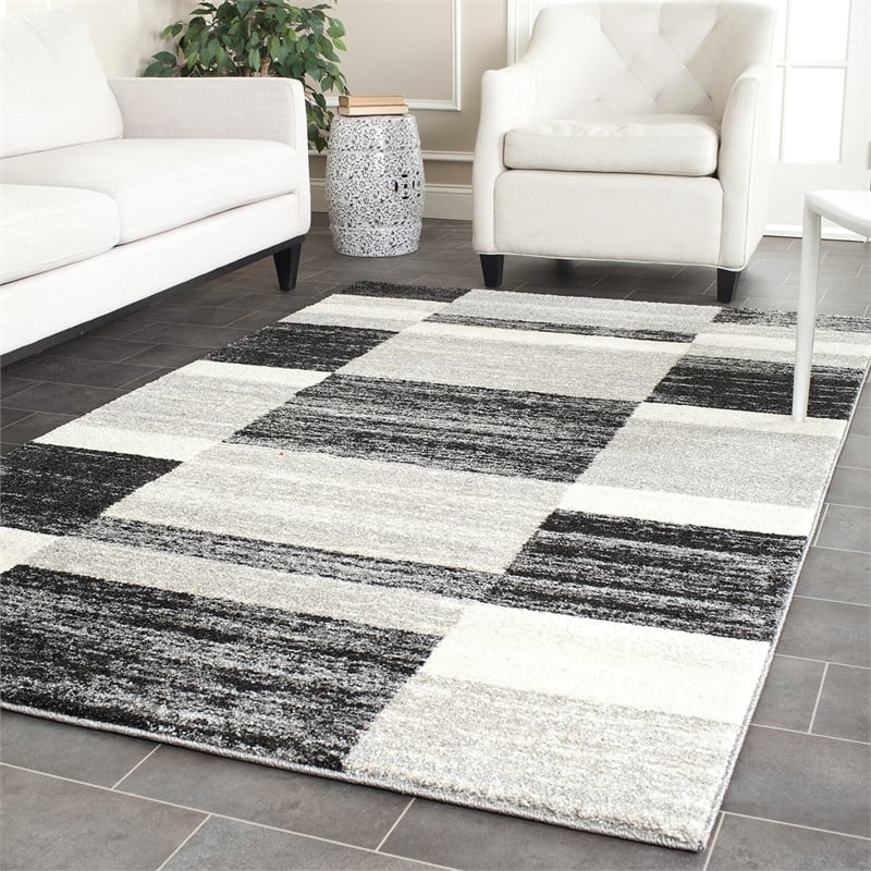 Safavieh Retro 3' X 5' Power Loomed Rug in Black and Light Gray