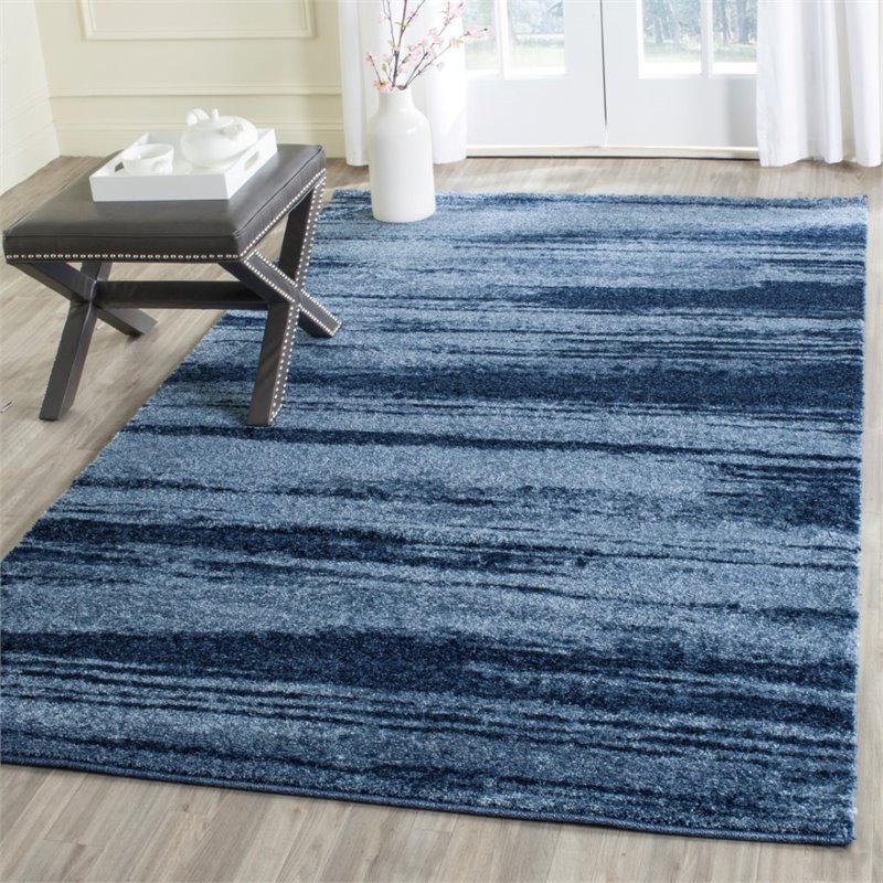 Safavieh Retro 3' X 5' Power Loomed Rug in Light Blue and Blue
