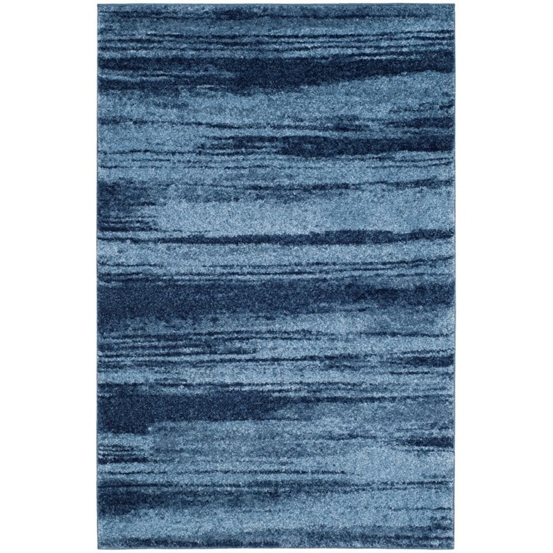 Safavieh Retro 6' Round Power Loomed Rug in Light Blue and Blue