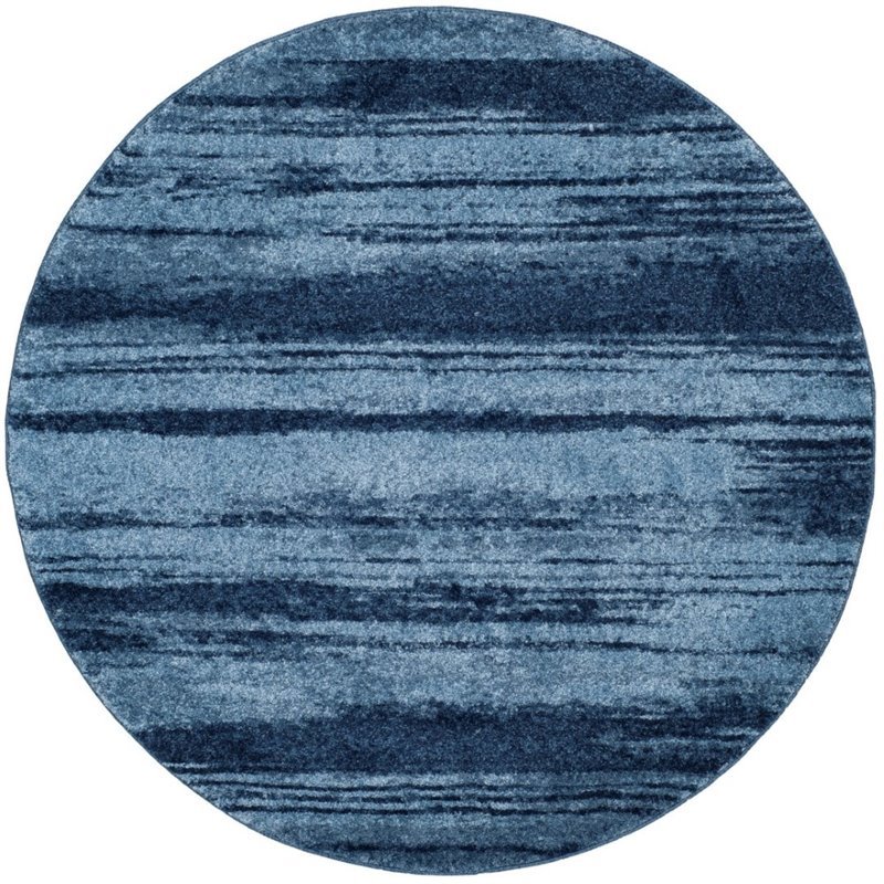 Safavieh Retro 6' Round Power Loomed Rug in Light Blue and Blue