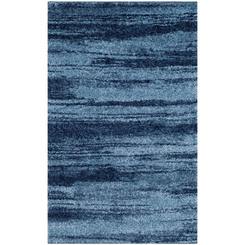 Safavieh Retro 6' Square Power Loomed Rug in Light Blue and Blue