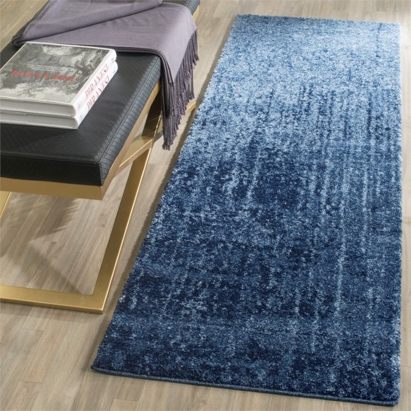 Safavieh Retro 3' X 5' Power Loomed Rug in Light Blue and Blue