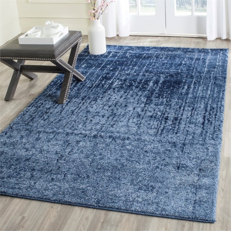Safavieh Retro 3' X 5' Power Loomed Rug in Light Blue and Blue