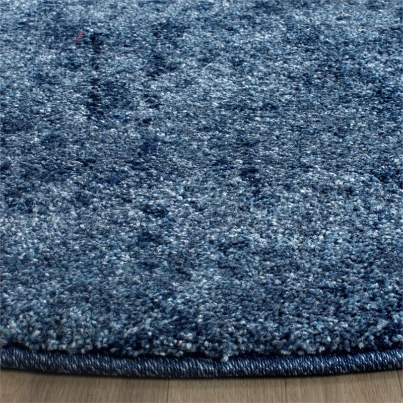 Safavieh Retro 6' Round Power Loomed Rug in Light Blue and Blue