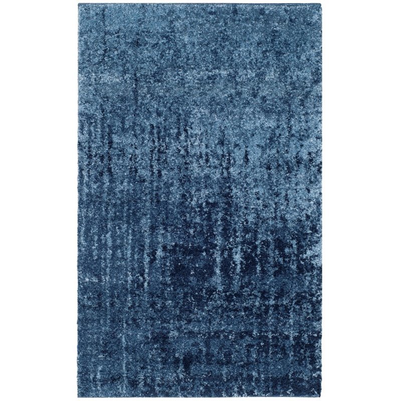 Safavieh Retro 6' Square Power Loomed Rug in Light Blue and Blue