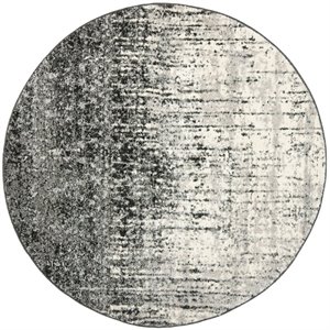 Safavieh Retro 6' Round Power Loomed Rug in Black and Light Gray