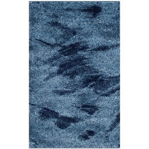 Safavieh Retro 2'6&quot X 4' Power Loomed Rug in Light Blue and Blue