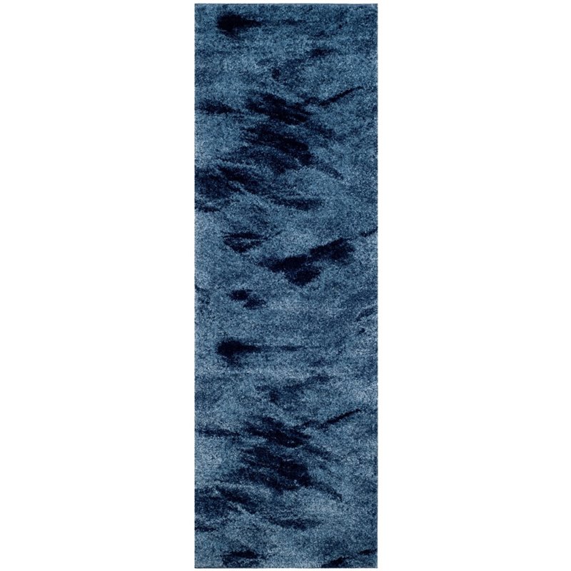 Safavieh Retro 6' Round Power Loomed Rug in Light Blue and Blue