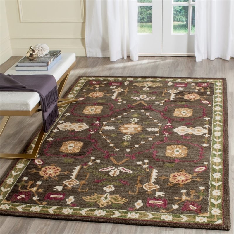 Safavieh Roslyn 8' X 10' Hand Hooked Wool Pile Rug in Sage and Ivory