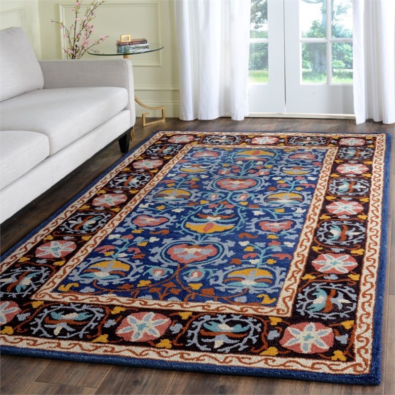 Safavieh Roslyn 6' X 9' Hand Hooked Wool Pile Rug in Blue