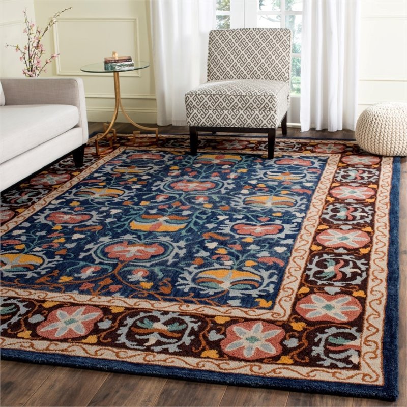 Safavieh Roslyn 6' X 9' Hand Hooked Wool Pile Rug in Blue