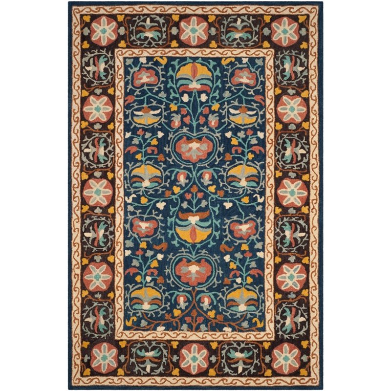 Safavieh Roslyn 8' X 10' Hand Hooked Wool Pile Rug in Blue