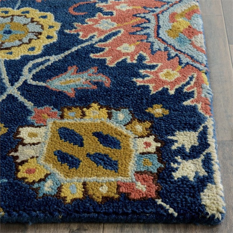 Safavieh Roslyn 4' X 6' Hand Hooked Wool Pile Rug in Navy