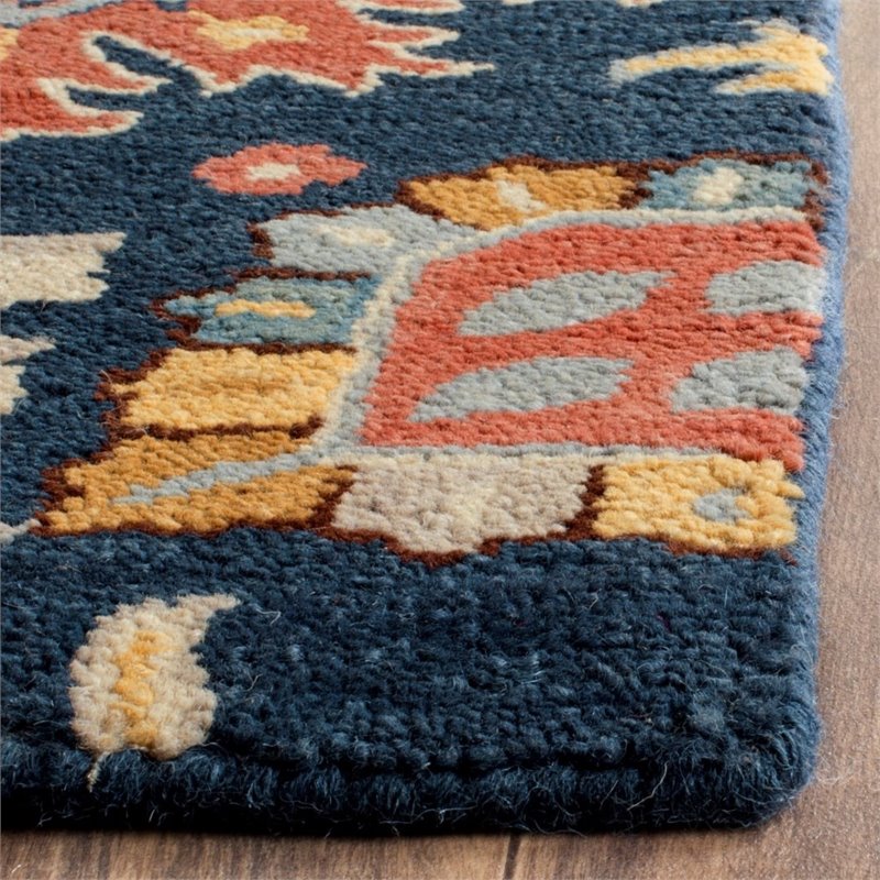 Safavieh Roslyn 4' X 6' Hand Hooked Wool Pile Rug in Navy