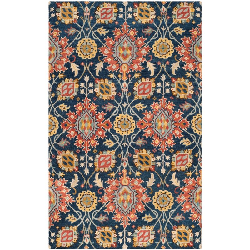 Safavieh Roslyn 6' X 9' Hand Hooked Wool Pile Rug in Navy