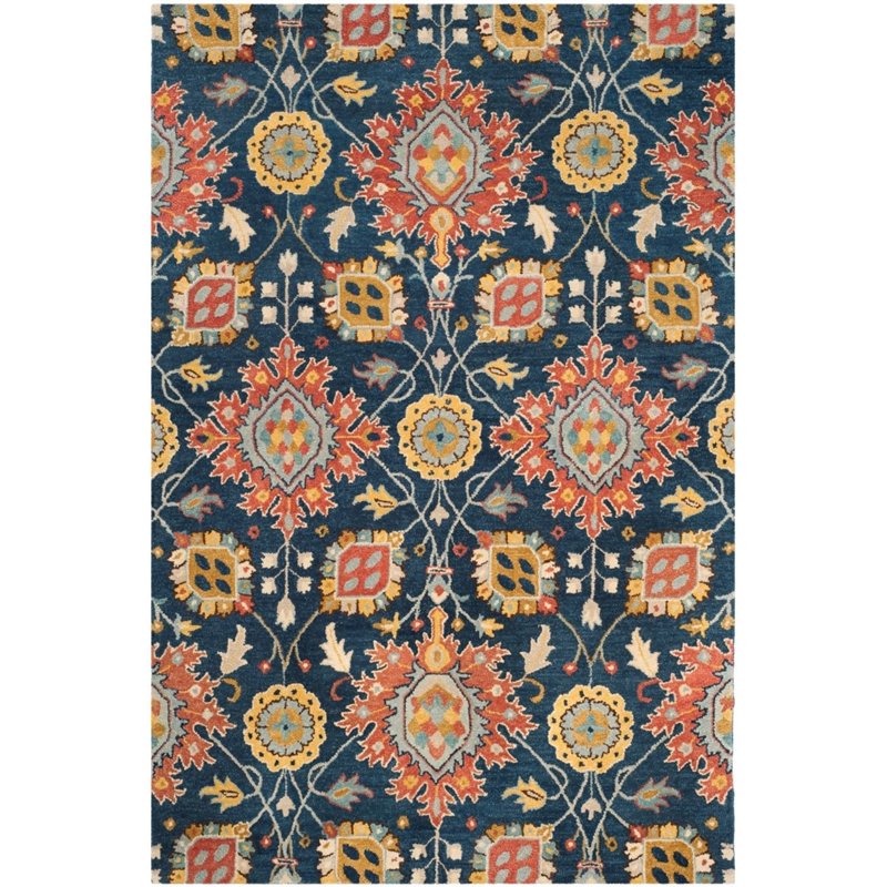 Safavieh Roslyn 6' X 9' Hand Hooked Wool Pile Rug in Navy